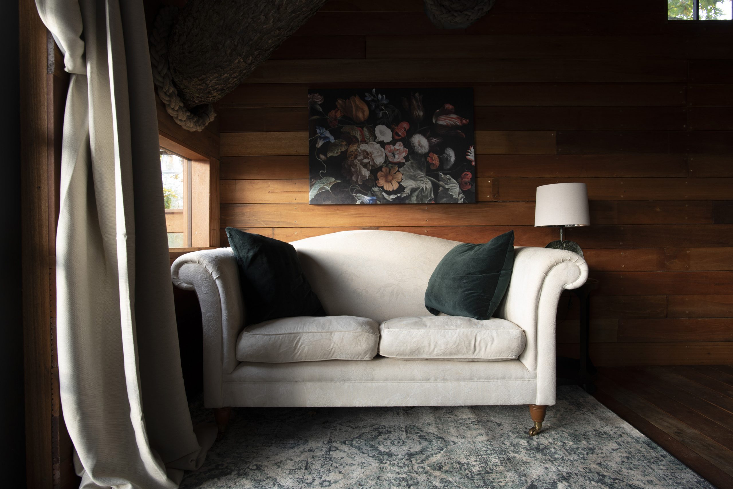 Sofa inside The Old Oak at Colemans Farm